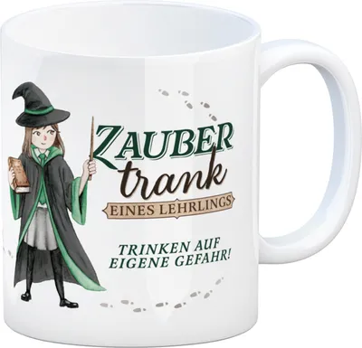 Produktbild von Zaubertrank Kaffeebecher mit Zauberschülerrin in grün