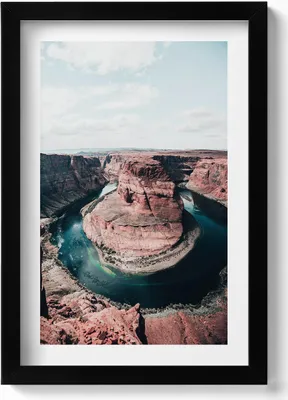 Produktbild von Fluss- und Klippenlandschaft– Wandbild mit Rahmen – Gerahmtes Bild  – Wanddekoration – 20x30 cm – Schwarz
