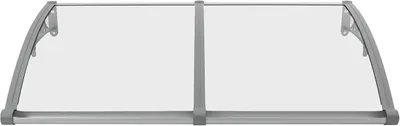 Zdjęcie produktu dla Osłona przeciwsłoneczna, przezroczysta, łukowa, do drzwi - ochrona przed deszczem i promieniowaniem UV - wykonana z aluminium