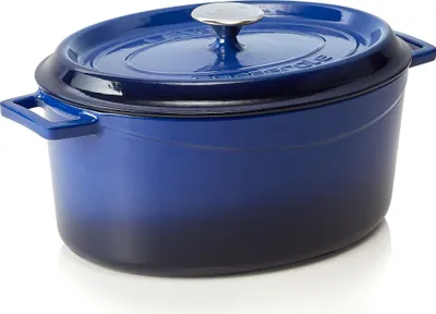 Produktbild von LAVA Kochtopf Bräter mit Deckel aus emailliertem Gusseisen Blau mit 7,0 Liter