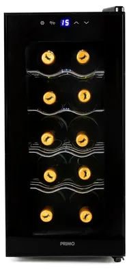 Weinkühlschrank 10 Flaschen 28 L Schwarz Glastür LED
