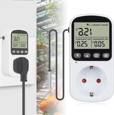 Zdjęcie produktu dla Cyfrowe gniazdo termostatu – regulator temperatury z czujnikiem do szklarni i akwarium.