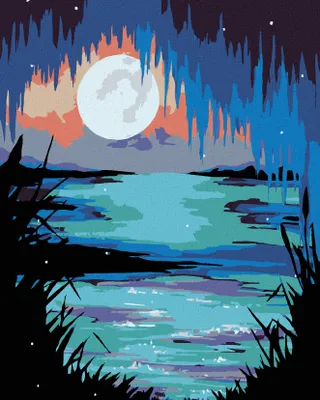 Immagine prodotto di Zuty - Dipingere con i numeri - LUNA SUL LAGO, 40x50 cm, senza cornice e senza tela