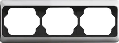 A triple-gang wall plate with three openings for electrical outlets.