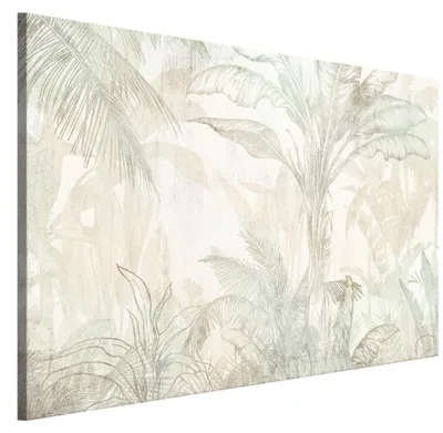 Produktbild von LUMASOUL Leinwand Bilder 90x60 cm, Leinwandbild Blätter Motiv, Wandbilder Holzrahmen und Webstuhl Wohnzimmer und Schlafzimmer, 1 teilig Blätter 14