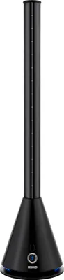 Der Unold TURMVENTILATOR BLACK TOWER ist ein eleganter, schwarzer Turmventilator ohne Flügel, der üb