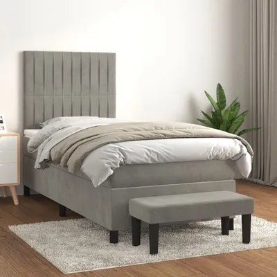Produktbild von Maison Exclusive - Boxspringbett mit Matratze Hellgrau 90x200 cm Samt