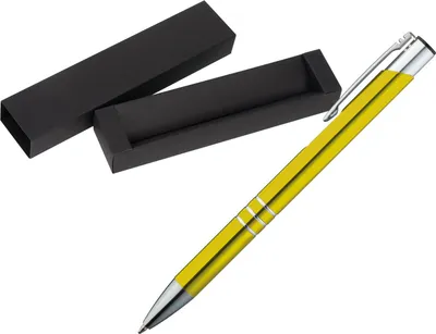 Produktbild von Kugelschreiber aus Metall / mit Pappetui / Farbe: gelb