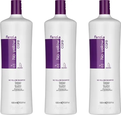 Produktbild von Fanola No Yellow Shampoo gegen Gelbstich für gefärbtes und blondiertes Haar 3x1000 ml