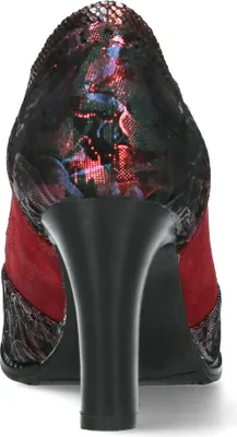 Produktbild von Laura Vita Damen Pumps Schnürpumps Derby Metallic Blumen Muster Alcbaneo 162, Größe:38 EU, Farbe:Rot