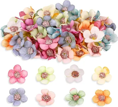 Produktbild von 100 Stück Mini-Gänseblümchen, 2 cm, mehrfarbig, künstliche Seidenblumen für Bastelarbeiten, Hochzeiten, Partys, Hausgarten, Dekoration