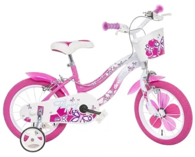 Produktbild von Flappy-Kinderfahrrad, 14 Zoll, mit Korb, rosa