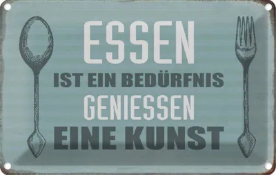 Produktbild von vianmo Blechschild 20x30 cm Essen ist eine Kunst Trinken