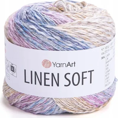 Produktbild von YarnArt Linen Soft Garn 100g, Len/Viskose/Baumwolle, atmungsaktiv, Sommermix, 272m
