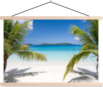 Produktbild von MuchoWow® Textilposter Strand - Palmen - Tropisch 60x40 cm mit holzfarbenen Rahmen - Bilder