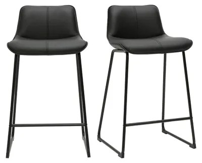 Produktbild von Miliboo - Schwarze Barhocker aus Metall H65 cm (2er-Set) BOOST