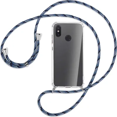 Produktbild von Handykette Backcover-Schutzhülle mit Band (Metall silberfarben) für Xiaomi Mi 8 / Mi 8 Pro - Blautöne