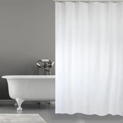 Produktbild von MSV Anti-Schimmel Duschvorhang - Anti-Bakteriell, waschbar, wasserdicht, mit 12 Duschvorhangringen - Polyester, „Weiß“ 180x200cm