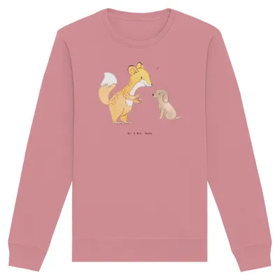 Produktbild von Mr. & Mrs. Panda Baumwoll Sweatshirt Fuchs Hundetraining Größe XS - Canyon Pink - Geschenk, Pullover, Pulli, Bio, Hundeprüfung, Welpenschule, Sweater, Hundeerziehung