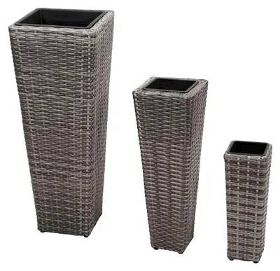 Produktbild von Hochbeete 3 Stück Polyrattan Grau