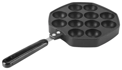 Takoyaki-Pfanne 12 Mulden, antihaftbeschichtet, Aluminium, schwarz