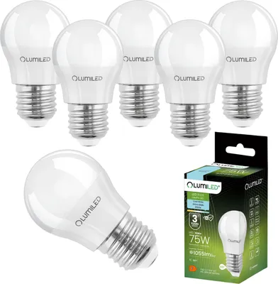 Produktbild von LUMILED LED Lampen E27 P45 10W ersetzt (75W Glühlampe) 6 Stück Set 806lm 6500K kaltweiß 180 Grad Lichtwinkel 230V Glühbirne Birne Leuchtmittel Kugelform Kugel Energiesparlampe