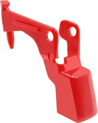 A red plastic replacement switch for a Dyson vacuum cleaner.