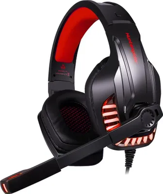 Image de Casque de jeu Casque avec microphone, 3,5 mm son surround Over-Ear casque avec microphone - Rouge