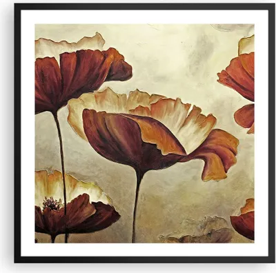 Produktbild von Gerahmtes Poster - Schwarzer Rahmen - Mohn Blume Wiese - 60x60 cm - Wand Bild - Wanddeko - Wandbilder - Kunstposter - Wandposter - Bilderrahmen - Bilder - Kunstdruck - Wandbild - P2BAC60x60-3760