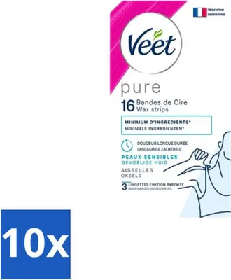 Produktbild von Veet - Enthaarungsstreifen - Achseln - Hypoallergen Minima - 16 Streifen - Vorteilspack - 10 Stücke