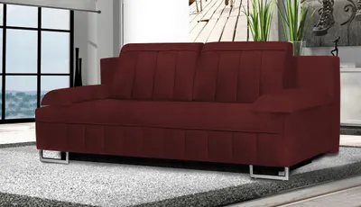 Produktbild von Modernes HERMOSA-Sofa mit Schlaffunktion und Bettzeugcontainer (Kastanienbraun)