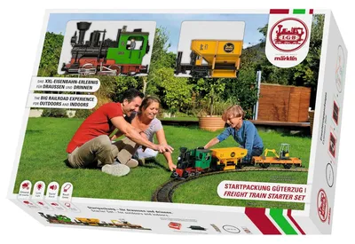 Imagen del producto de Modelo de ferrocarril de mercancías: Set de inicio para circuito en jardín, escala G, 377 cm, con locomotora de vapor
