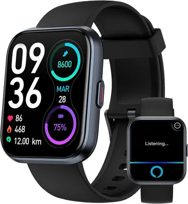 Smartwatch Frauen Männer mit Telefonfunktion Alexa 1.8 Inch Touchscreen Fitness Uhr 110 Sportmodi Herzfrequenz SpO2 Schlafmonitor IP68