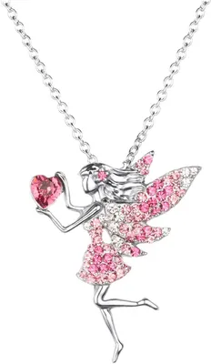 Immagine prodotto di Collana da angelo fatato per ragazze, ciondolo con pietra di nascita, gioiello rosa con strass, regalo ideale per adolescenti e bambini, J0687