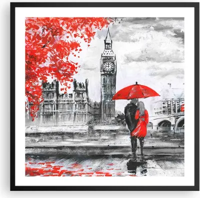 Produktbild von Gerahmtes Poster - Schwarzer Rahmen - London Architektur big ben - 60x60 cm - Wand Bild - Wanddeko - Wandbilder - Wandposter - Bilderrahmen - Bilder - Kunstdruck - Wandbild - P2BAC60x60-3153