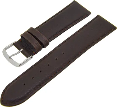 Produktbild von Uhrenarmband Kalbslederband Dunkelbraun Ton in Ton 20mm leicht gepolstert