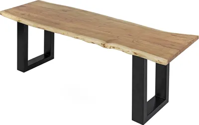 Produktbild von Sitzbank Baumkante 140 cm natur massiv Akazie schwarz