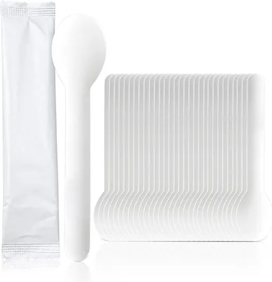 Imagen del producto de Cucharas de papel blancas, de 16 cm, paquete de 100 unidades, para postres