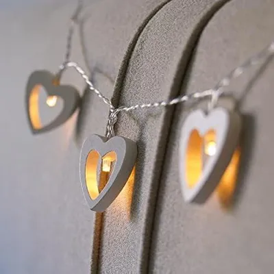 Produktbild von 5m Herzförmige Lichterkette 5m 20LED - Valentinstag Dekoration, Innen- & Außenlichtkette batteriebetrieben, für Hochzeit & Weihnachten