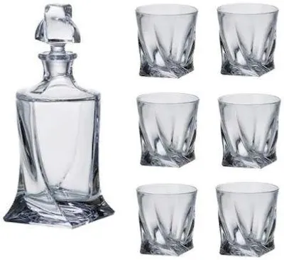 Zdjęcie produktu dla Karafka i kieliszki do whisky Bohemia - Quadro, 340 ml, 6 szt.