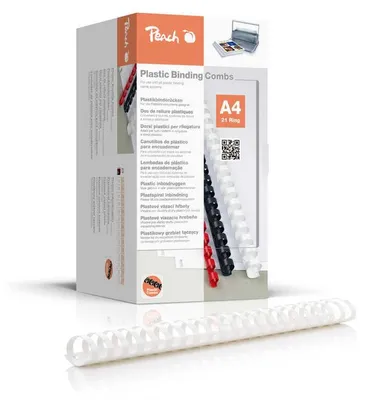 Zdjęcie produktu dla Peach 510155, Grzbiet do bindowania, Biały, 440 ark., Plastik, A4, 4,4 cm