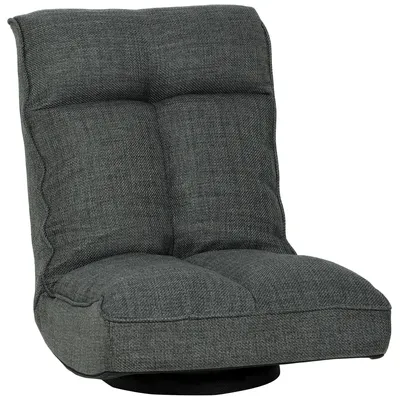 Produktbild von 360¡ã drehbarer, klappbarer Bodenstuhl, gepolsterter Bodenstuhl mit 5-fach verstellbarer Rš¹ckenlehne, 58 x 107 x 79 cm, Grau
