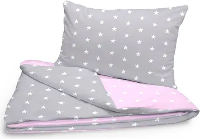 Produktbild von Amilian Babybettwäsche Set 7-teilig – Bettwäsche 100x135 cm, Kissen 40x60, Himmel, Nestchen – für Babybett/Gitterbett – Komplettset für Neugeborene