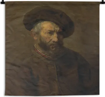 Produktbild von MuchoWow® Wandteppich Wandbehang Selbstbildnis - Gemälde von Rembrandt van Rijn 150x150 cm Tapisserie Dekoration Wandtuch - Wohnaccessoires - Modernes