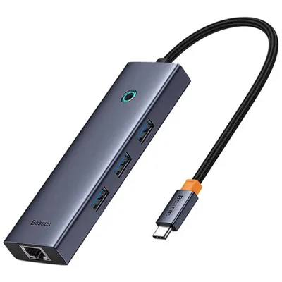Produktbild von Baseus UltraJoy 6-Port, Kabelgebunden, USB 3.2 Gen 1 (3.1 Gen 1) Type-C, 100 W, 10,100,1000 Mbit/s, Grau, 5 Gbit/s