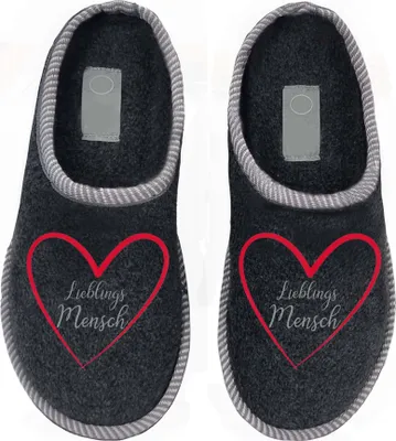 Produktbild von Sprint Sport "Lieblingsmensch" Hausschuhe Damen Pantoffel dunkelgrau, Gr.41