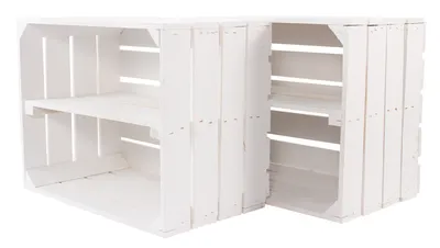 Produktbild von 3er Set neue weiße/weisse Obstkiste mit Einlegeboden/Zwischenbrett 50cm x 40cm x 30cm Schuhregal Holzkiste Regal Wandregal Weinkiste DIY