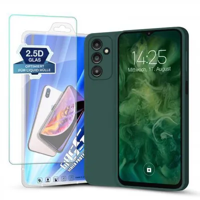 Produktbild von Liquid Silikon Hülle für Samsung Galaxy A14 5G - Farbe: Grün + 9H Displayglas - Modellkompatibilität: Für Samsung Galaxy A14 5G