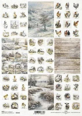 Immagine prodotto di ITD carta di riso decoupage tecnica artigianale tovagliolo di carta-R2354 paesaggio, inverno, panorami, animali