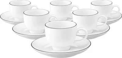 Produktbild von Seltmann Weiden Lido Black Line Espressotasse 0,09 l + Untertasse 6er Set